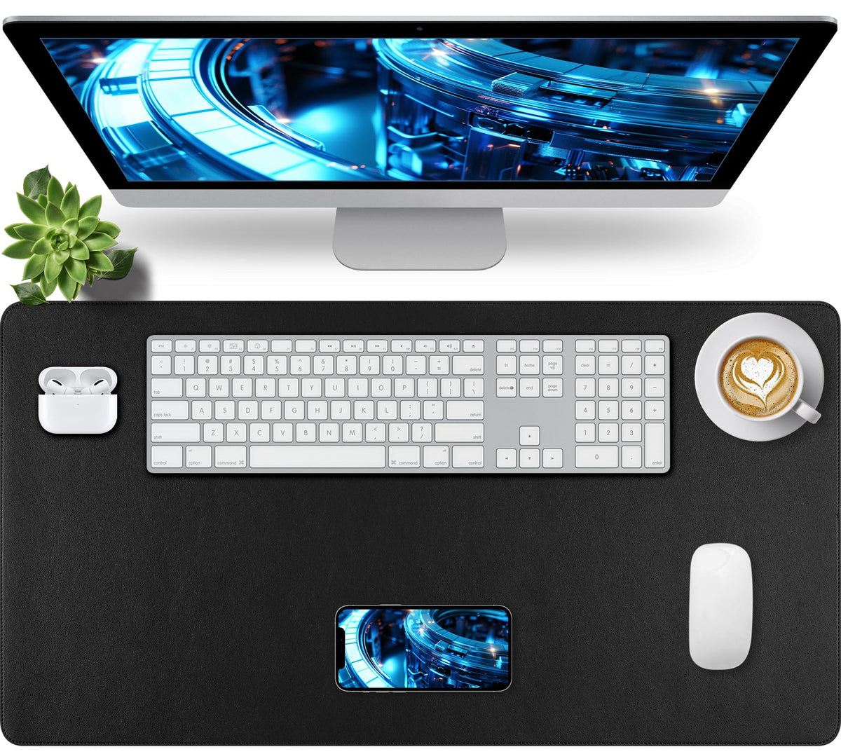 Leather Desk Pad, Mouse Pad, Non-Slip Desk Protector Mat, Leather Desk Blotter, Computer Desk Pad, Waterproof Desk Mat for Office Home Decor - Beige (31.5×15.7 Inches)