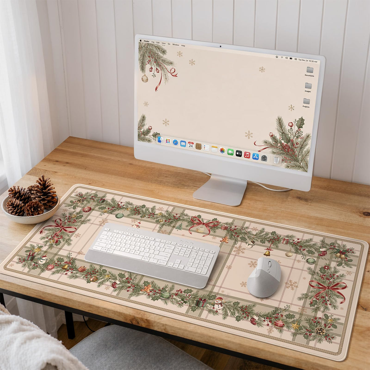 iCasso Desk Cover Mat, Office Mouse Pad,35.4x15.7in,Retro Black