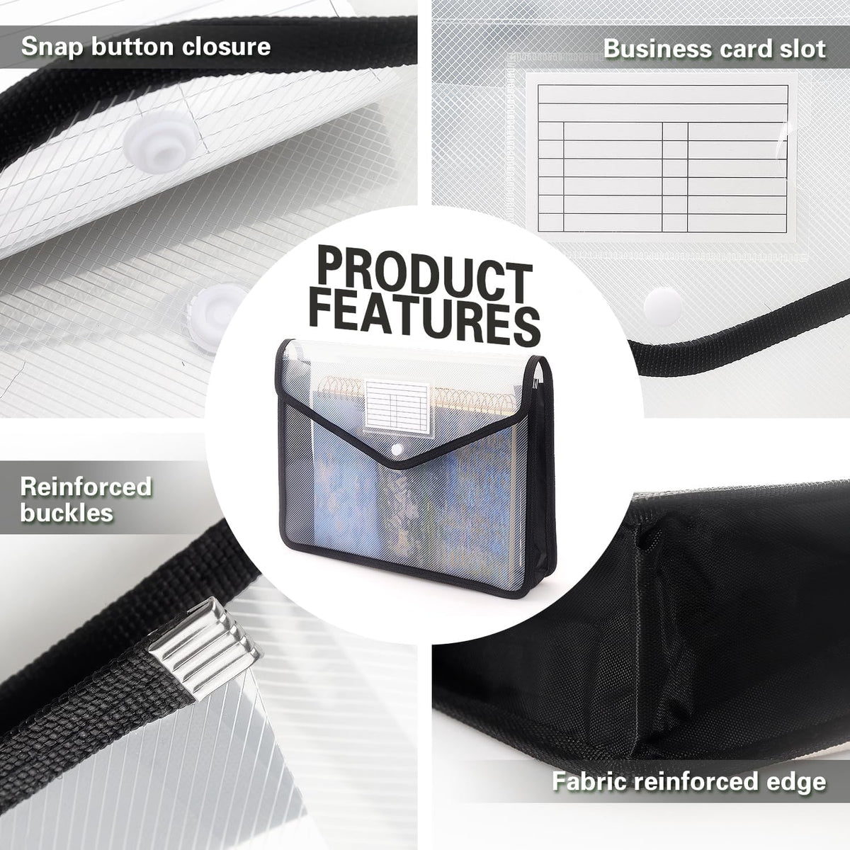 Tamaki Plastic Expanding File Folder, Fit Letter/A4 Size, Black, 1 Pack