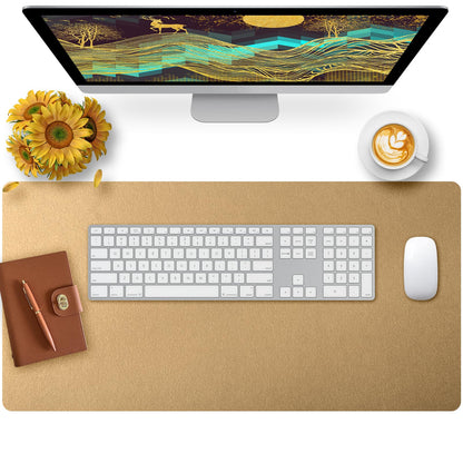 Leather Desk Pad, Mouse Pad, Non-Slip Desk Protector Mat, Leather Desk Blotter, Computer Desk Pad, Waterproof Desk Mat for Office Home Decor - Beige (31.5×15.7 Inches)