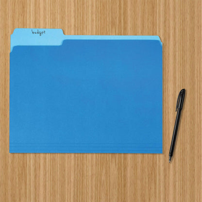 Amazon Basics File Folders for Organization, Letter Size, 1/3 Cut Tab, Sturdy with Tabs for Organizing and Filing, Blue, 36-Pack