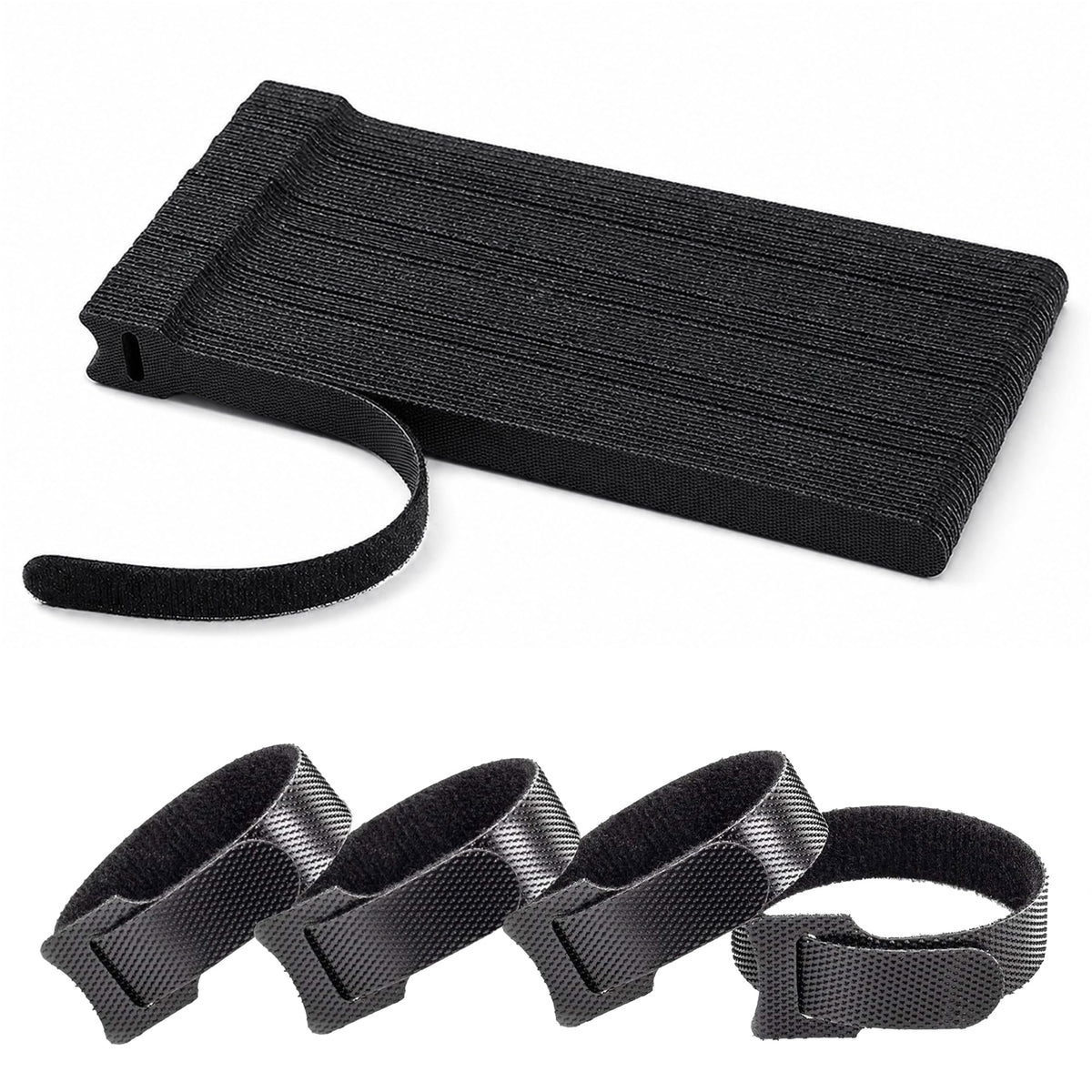 70pcs Cable Ties Reusable Black and White Wire Ties Cable Management Cord Ties Reusable for Electronics Hook and Loop Cable Ties for Computer 4 6 8 Inch