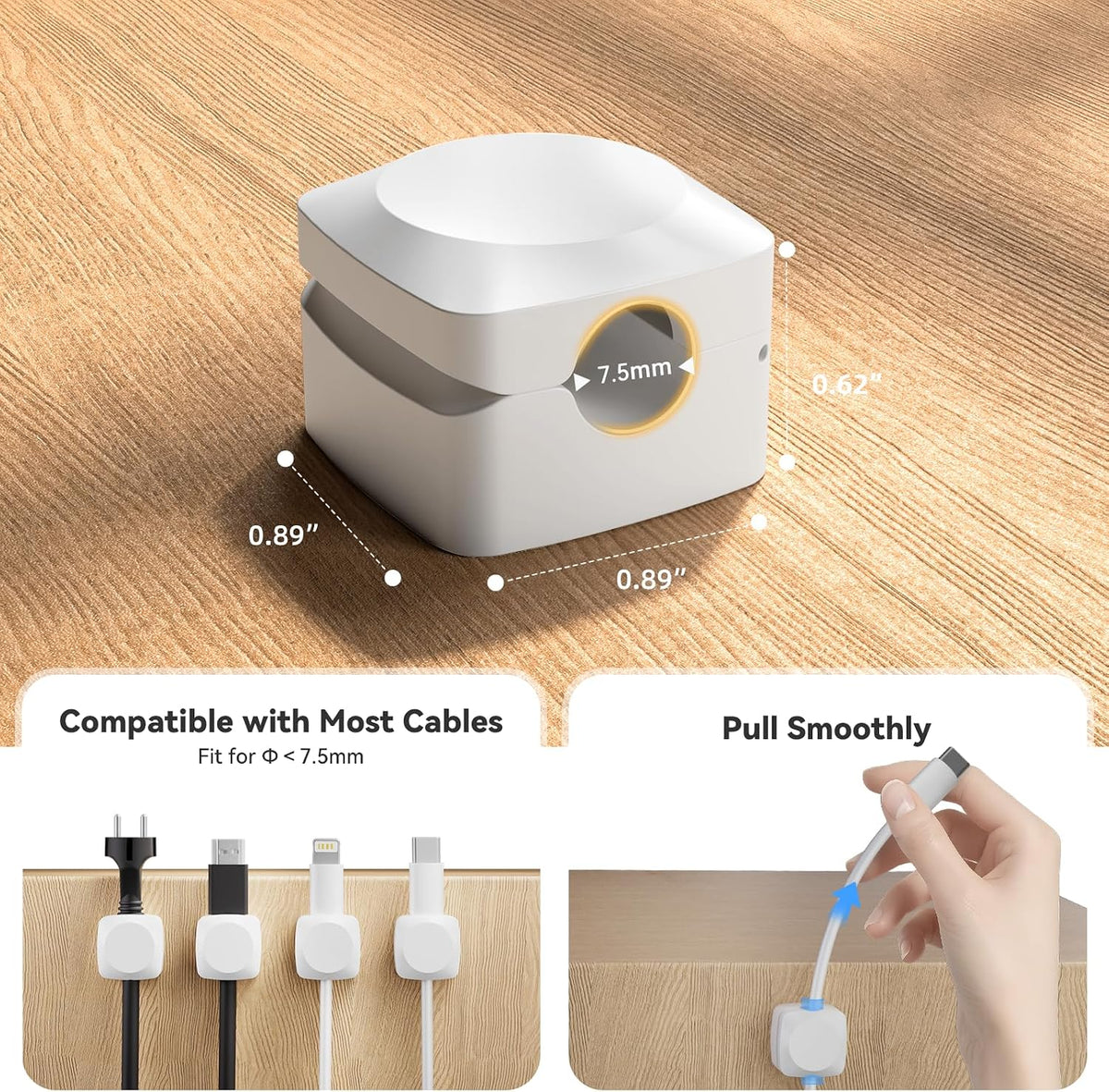 Daisyhome Rotatable Cord Organizer, Strong Adhesive Spring Cable Clips
