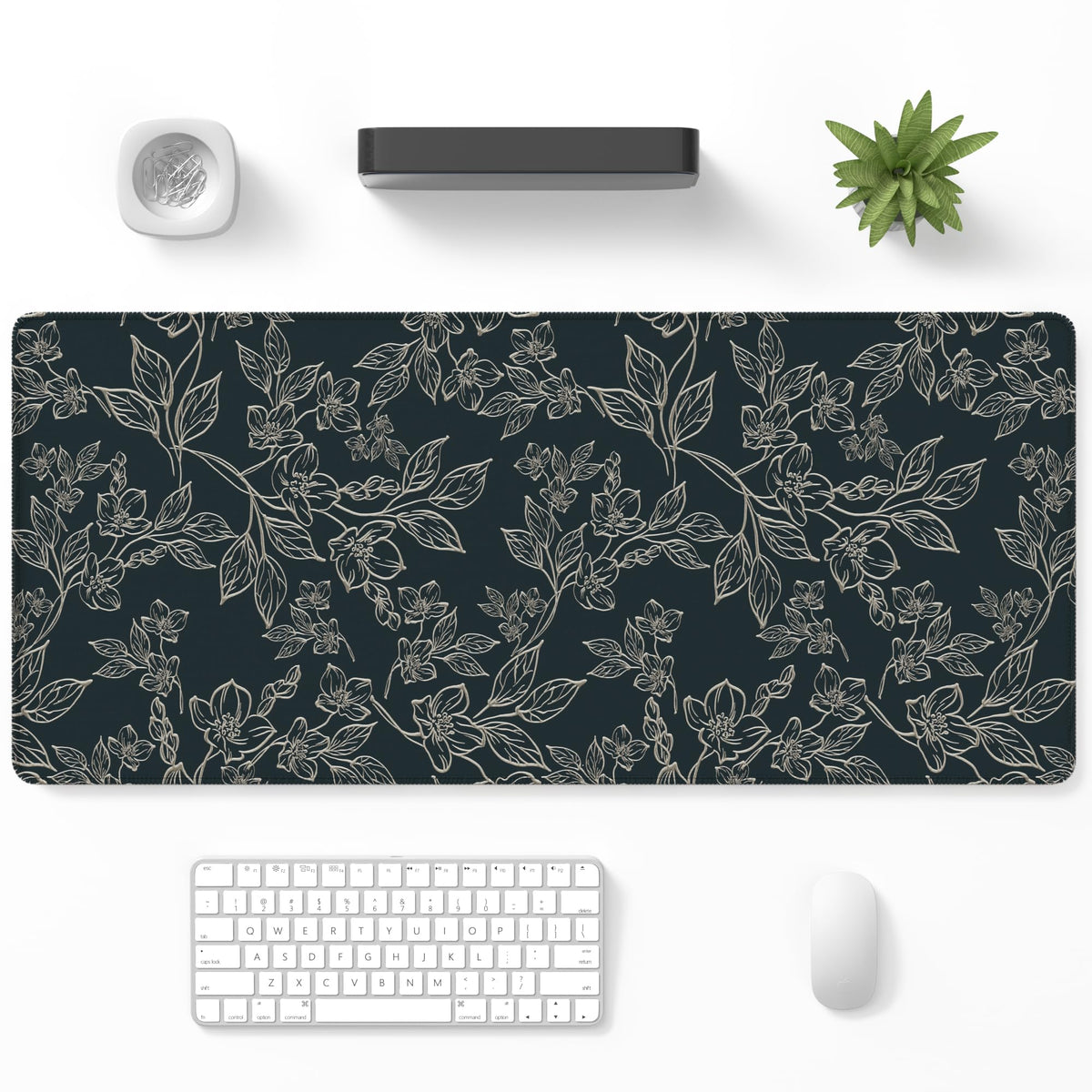 Desk Mat, Large Gaming Mouse Pad, 32" x 12", Boho Retro Floral