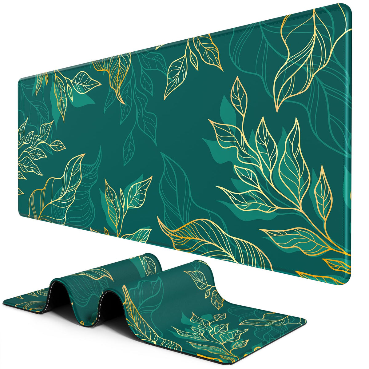 BOSOBO Extended Gaming Desk Mat, XXL Full Cover 31.5 x 11.8 Inches, Black Leopard Print