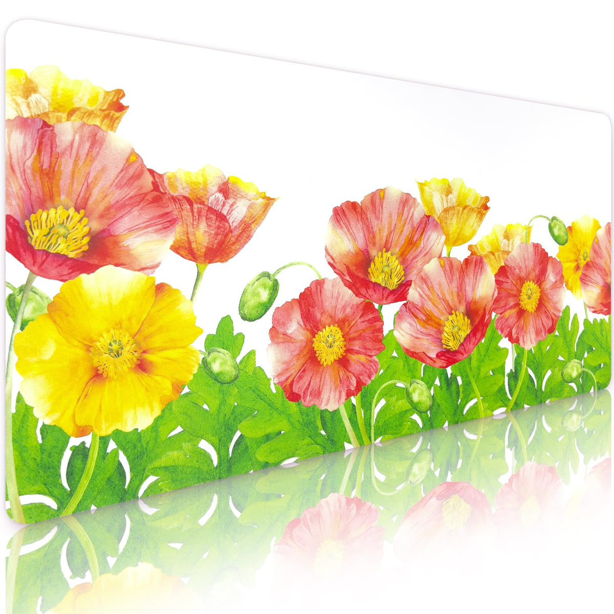Bloss Pink Floral Desk Mat Cute, Leather Desk Pad, 31.5 x 15.7 Inch