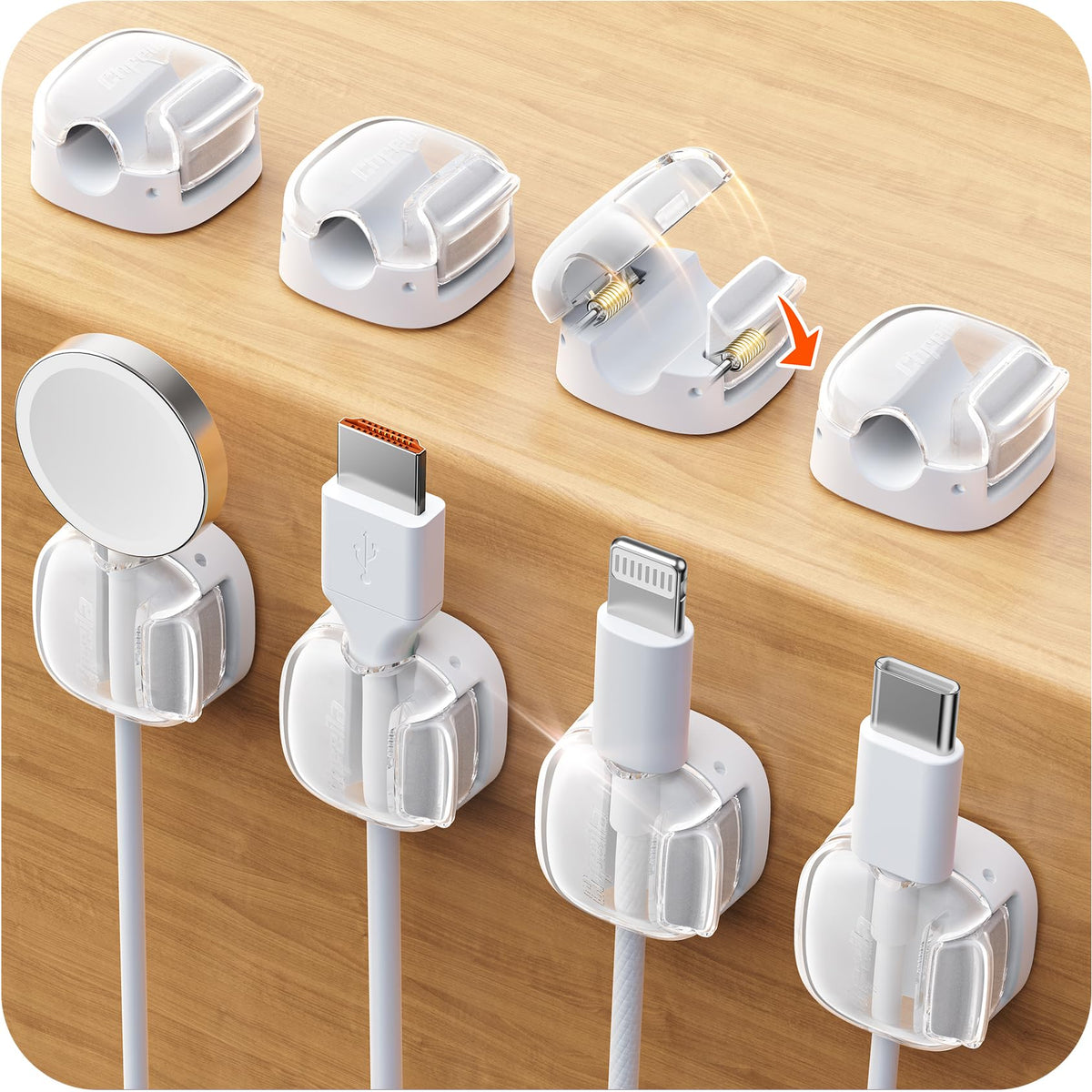 8 Pack Cable Clips, Cord Organizer, Cute Spring Cord Holder