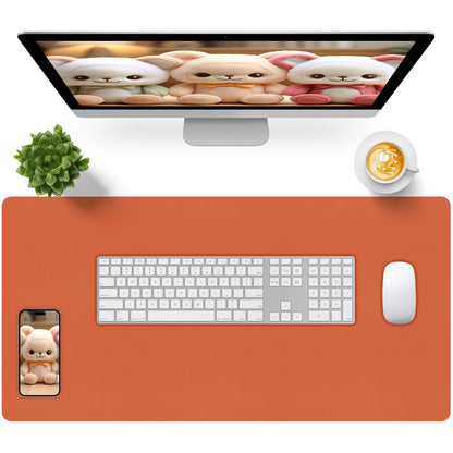 Leather Desk Pad, Mouse Pad, Non-Slip Desk Protector Mat, Leather Desk Blotter, Computer Desk Pad, Waterproof Desk Mat for Office Home Decor - Beige (31.5×15.7 Inches)