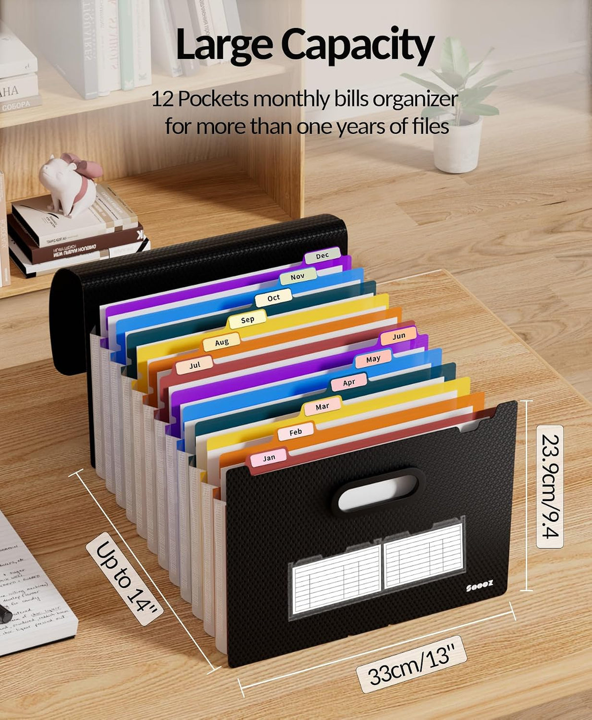 Sooez Accordion File Organizer, 13-Pocket Expanding File Folder Letter Size