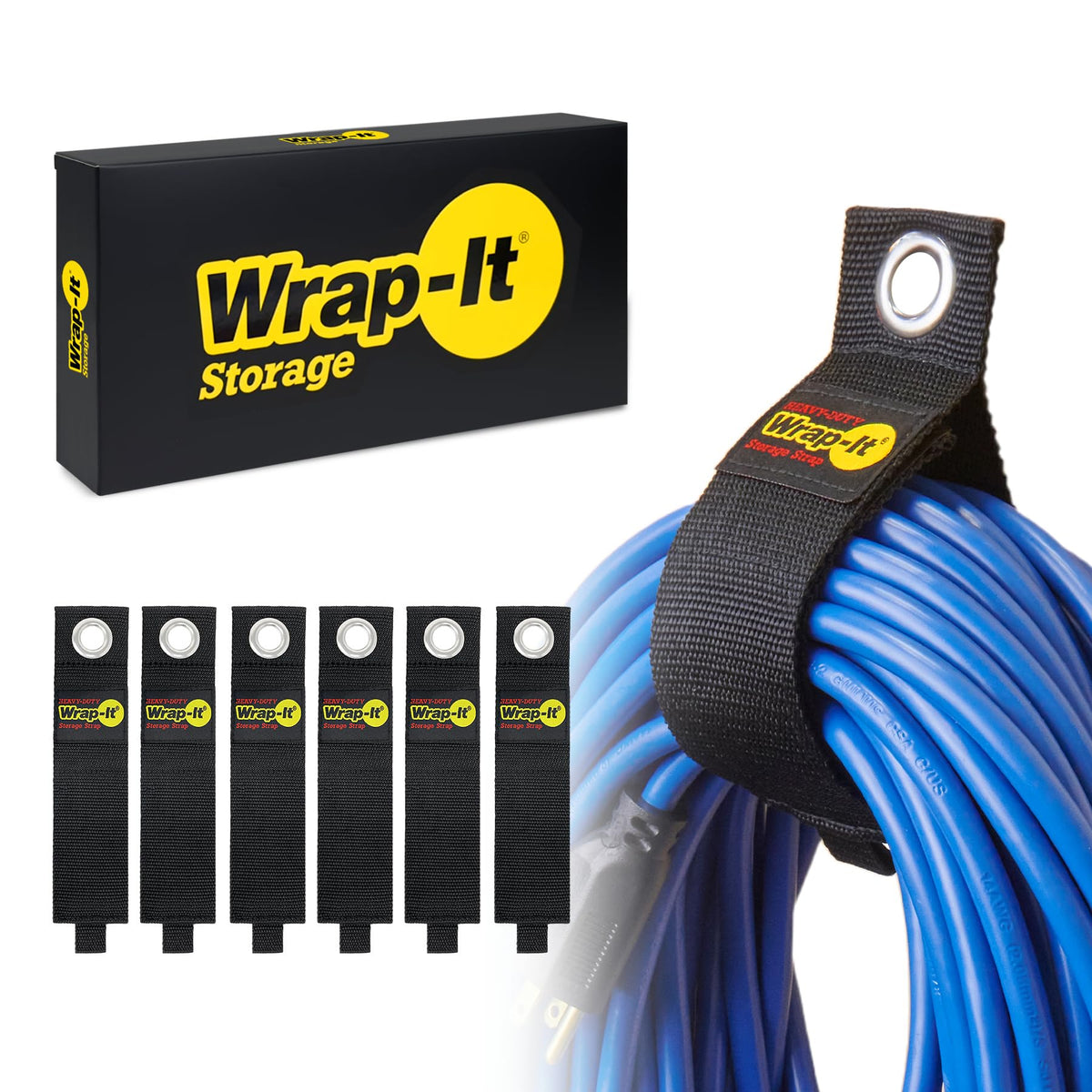 Heavy-Duty Wrap-It Storage Straps - Assorted 6-Pack