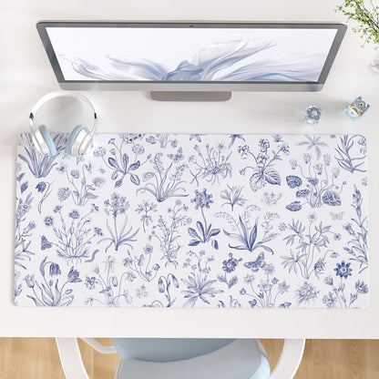 QIYI PU Leather Large Mouse Pad, Waterproof Desk Mat, 31.5" x 15.7", Peony