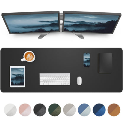 Leather Desk Pad Blotter,Mouse Pad,Office Desk Mat, Non-Slip PU Leather Desk mat,Large Desk mat,Waterproof Keyboard mat for Office/Home/Decor (Black,35" x 17")