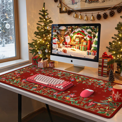 iCasso Desk Mat,Mouse Pad for Office Desk,35.4x15.7in,Pink Flowers