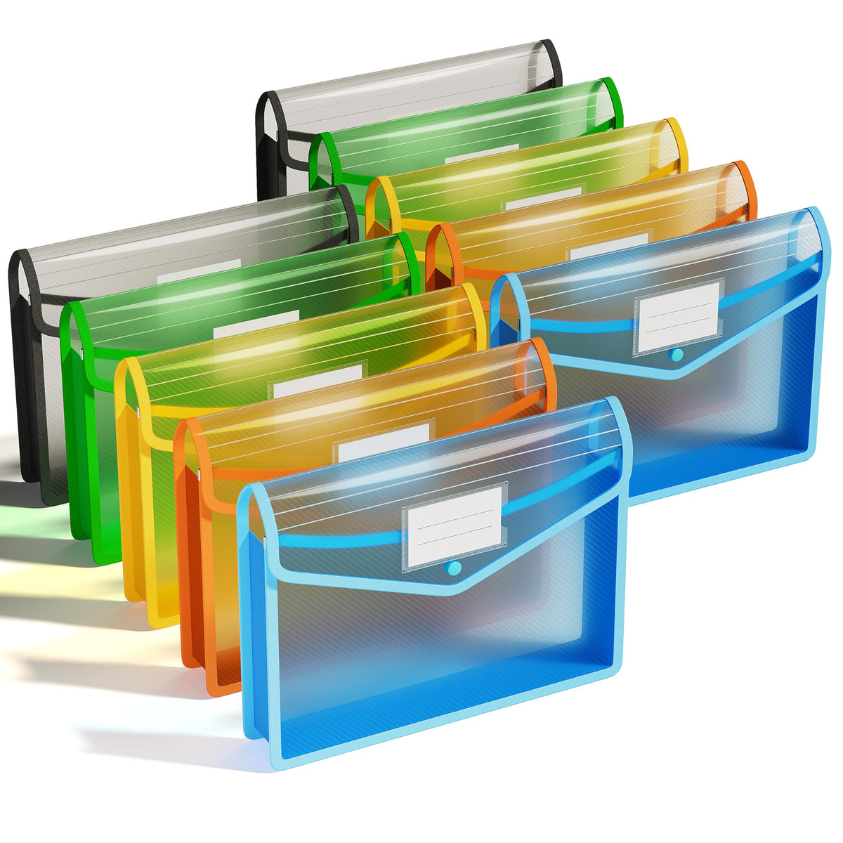 ThinkTex Plastic Expanding File Folders, Transparent Envelopes with Elastic