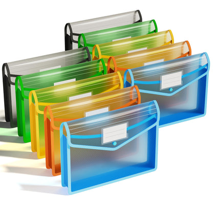 ThinkTex Plastic Expanding File Folders, Transparent Envelopes with Elastic