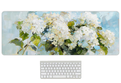UTELKA Blue Desk Mat, Flroal Desk Matt for Desktop Mouse Pad 31.5x11.8