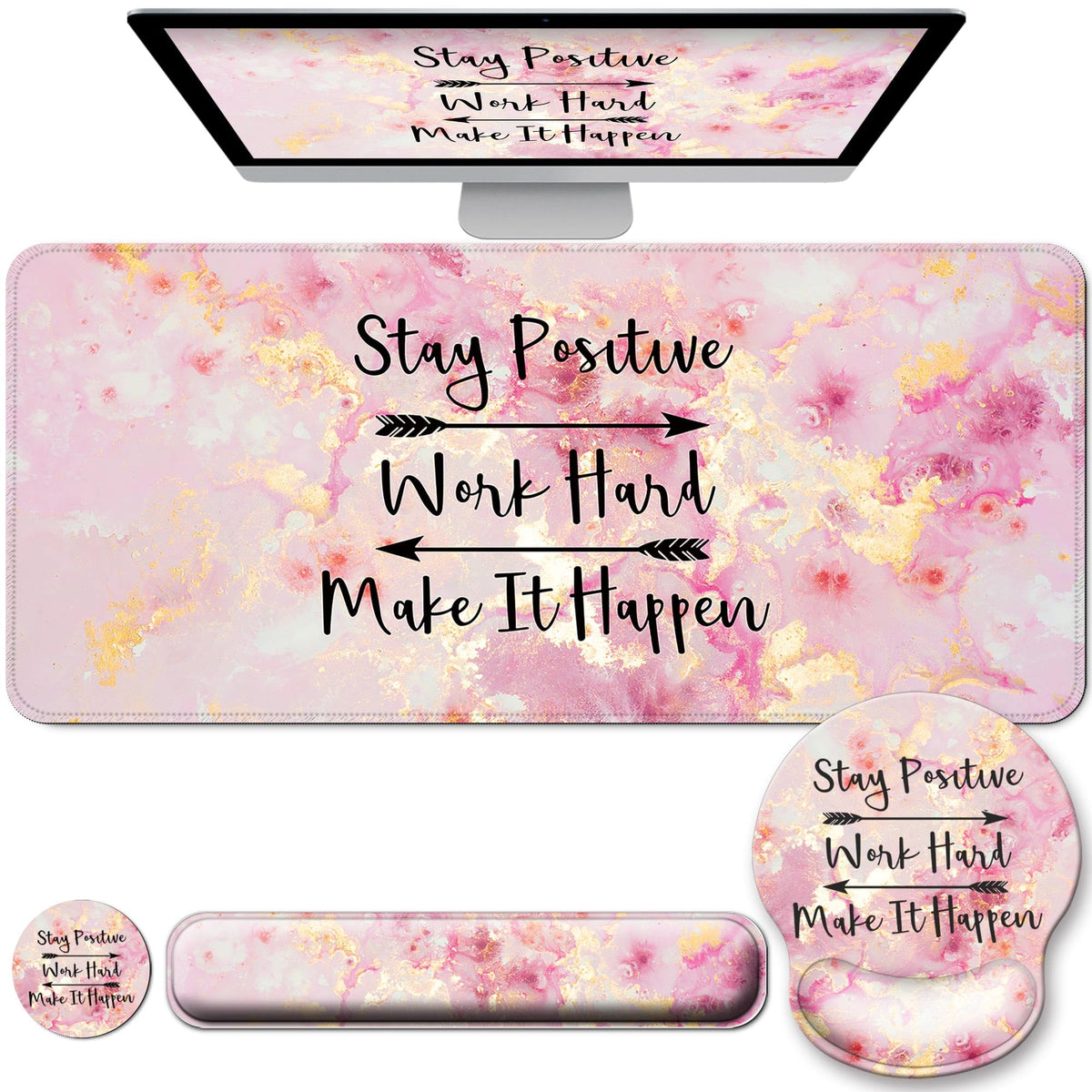 Desk Mat Set Keyboard and Mouse Pad with Wrist Rest Support