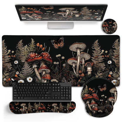 LIMKRIAN Goth Skull Mouse Pad Set Large Desk Mat for Desktop Decor