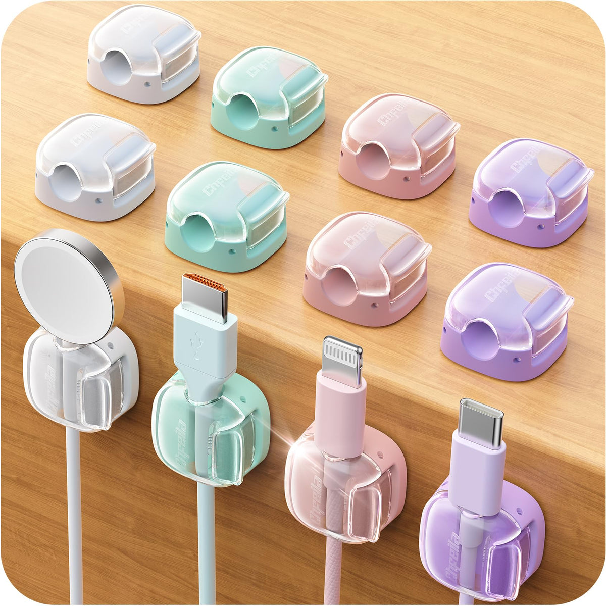 8 Pack Cable Clips, Cord Organizer, Cute Spring Cord Holder