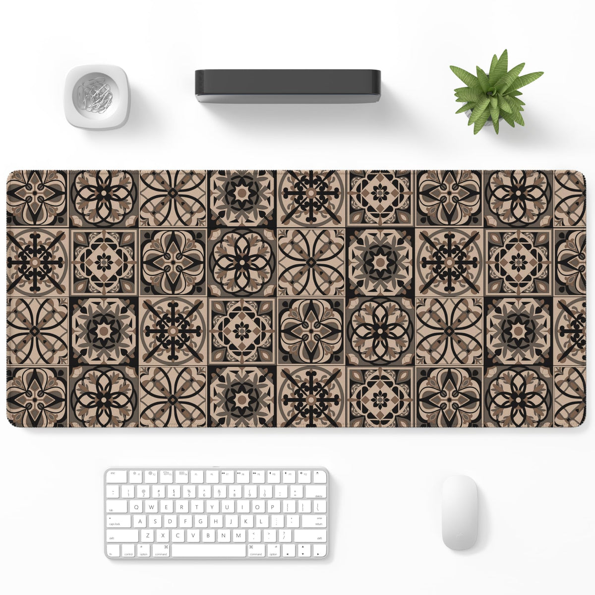 Desk Mat, Large Gaming Mouse Pad, 32" x 12", Boho Retro Floral