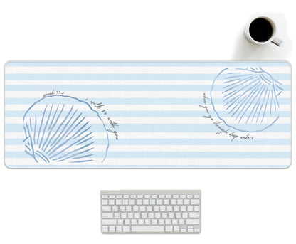 UTELKA Blue Desk Mat, Flroal Desk Matt for Desktop Mouse Pad 31.5x11.8