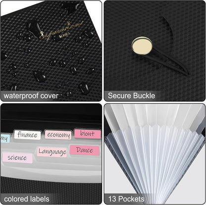 Sooez Expanding File Folders, 13 Pocket Accordion File Organizer, Letter/A4