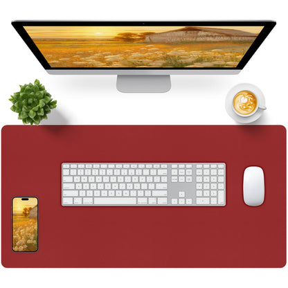 Leather Desk Pad, Mouse Pad, Non-Slip Desk Protector Mat, Leather Desk Blotter, Computer Desk Pad, Waterproof Desk Mat for Office Home Decor - Beige (31.5×15.7 Inches)