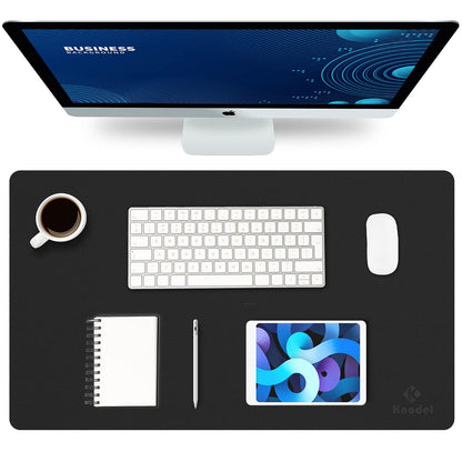 K KNODEL Large Office Desk Mat, Leather Mouse Pad (31.5"x15.7", Black)