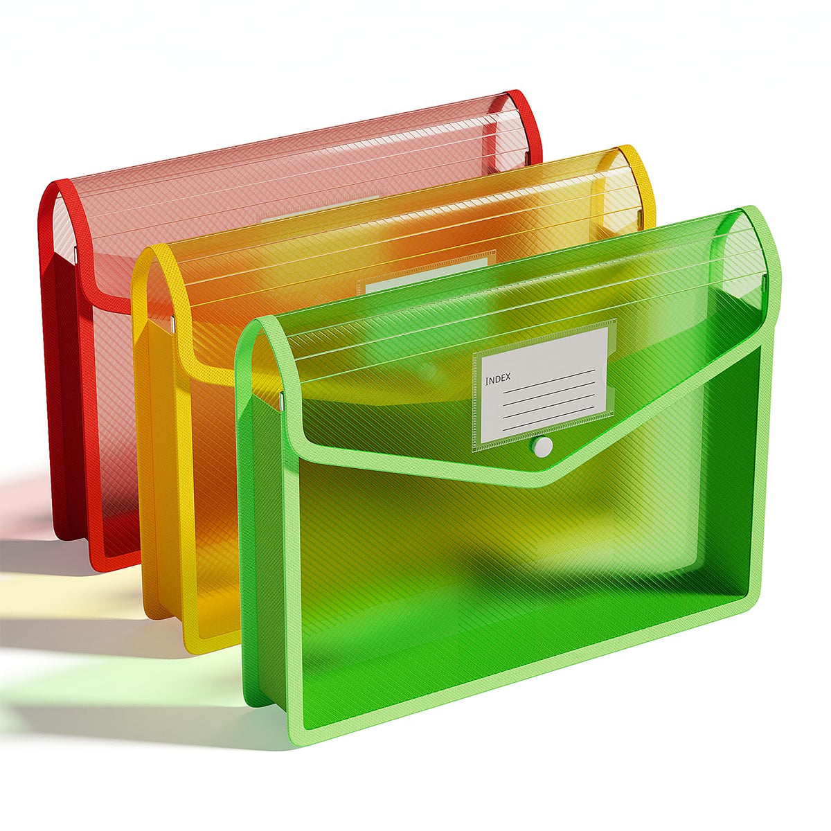 ThinkTex Plastic Expanding File Folders, Transparent Envelopes with Elastic