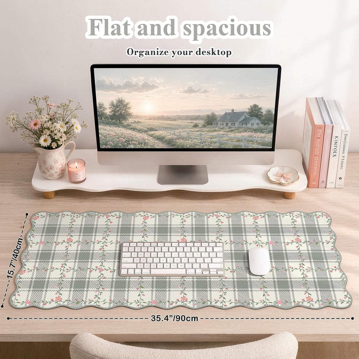iCasso Light Green Mouse Mat 35.4"x15.7", Desk Shield for Workspace