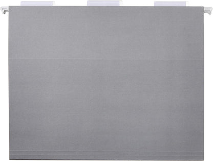 Amazon Basics Hanging File Folders with Adjustable Tabs for Document Organization, Letter Size, Gray, 25-Pack