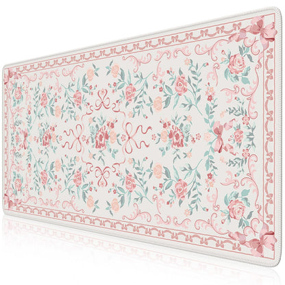 iCasso Desk Mat,Mouse Pad for Office Desk,35.4x15.7in,Pink Flowers