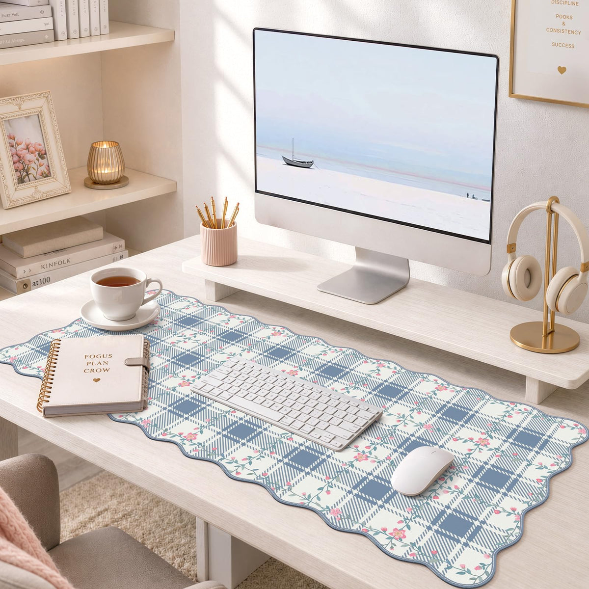 iCasso Light Green Mouse Mat 35.4"x15.7", Desk Shield for Workspace