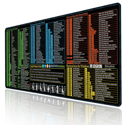 Excel/Word/Power Point/Windows Mouse pad,Non-Slip&Waterproof Large Gaming Office pc Desk mat,Over 200 Keyboard Shortcuts Mousepad(27.6L x 11.8W inches)