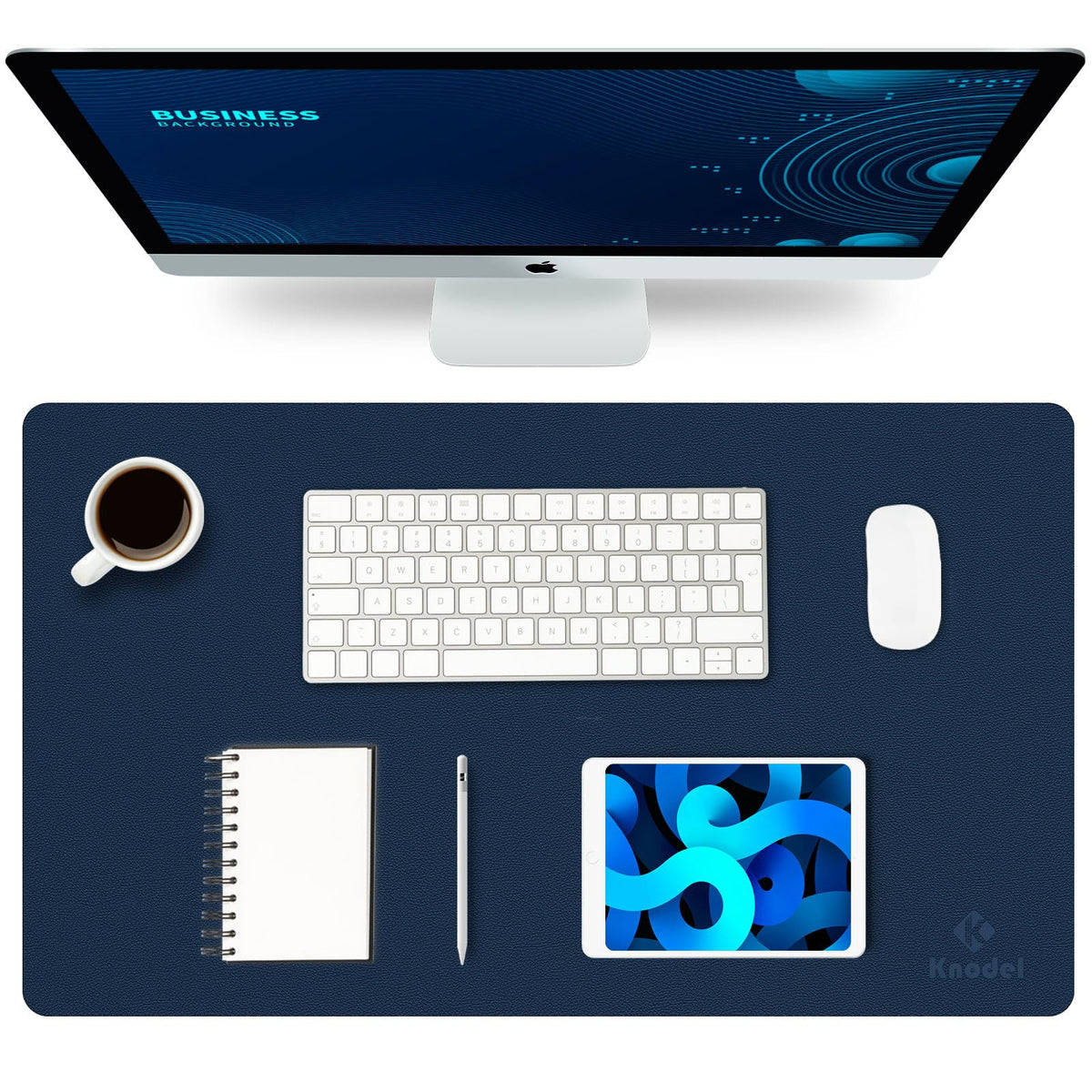 K KNODEL Large Office Desk Mat, Leather Mouse Pad (31.5"x15.7", Black)