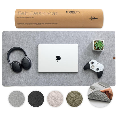 Nordik Felt Desk Mat - Large Felt Desk Pad - Timber Moss Green 35 x 17 in
