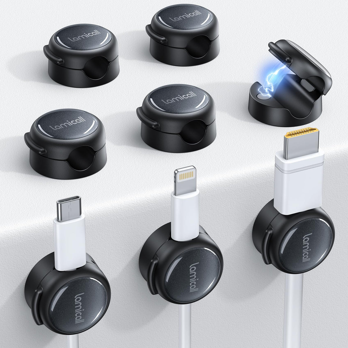 Lamicall 8 Pack Magnetic Cable Clips Cord Organizer - Silver Shine Design
