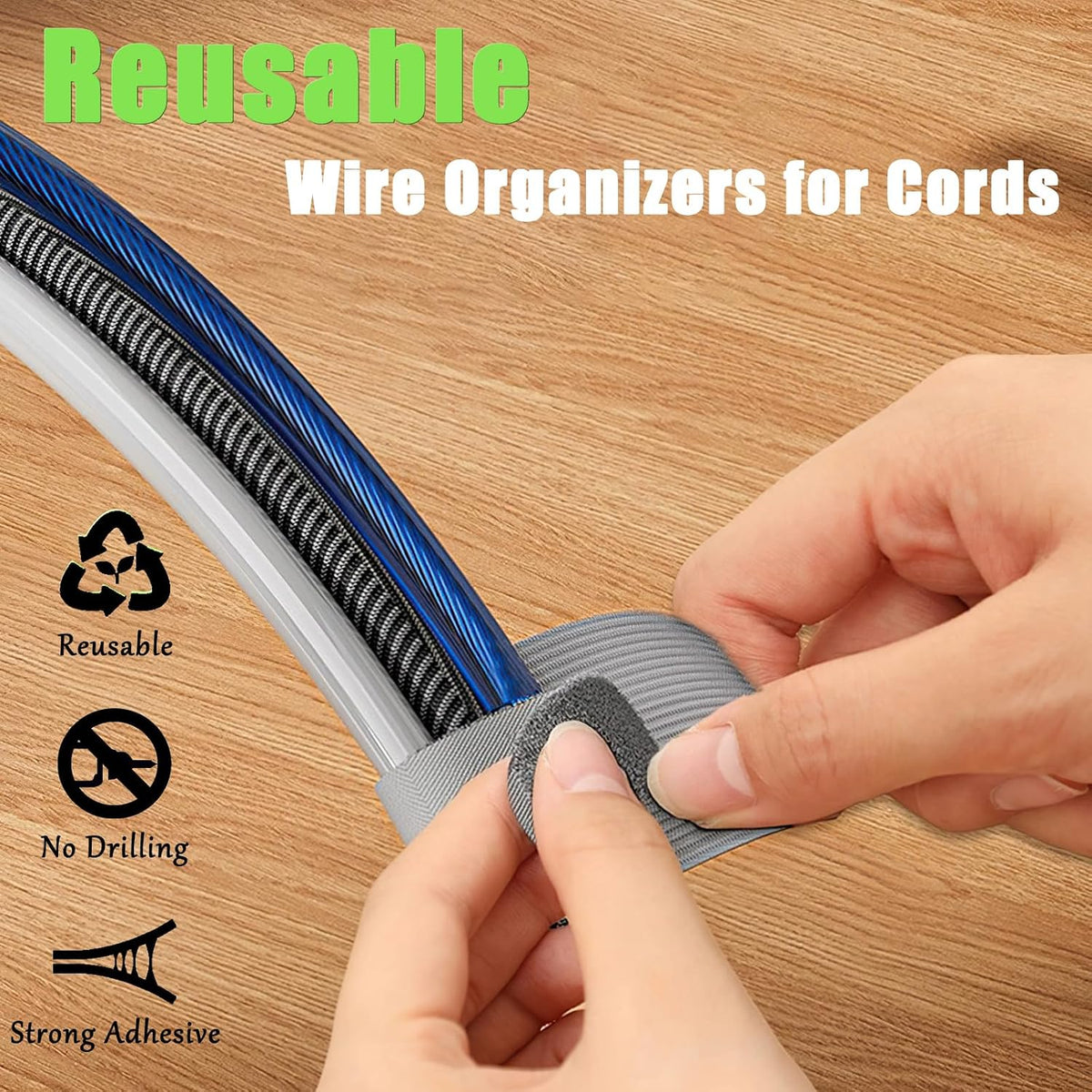 80PCS Hook and Loop Cable Straps, Cable Management Under Desk