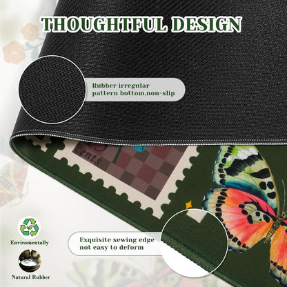 iCasso Vintage Desk Cover Mat, XXL Large Butterfly Mouse Pad, Olive Green
