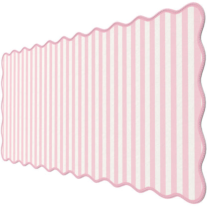 iCasso Cute Leather Desk Pad,Waterproof Scalloped Desk Mat for Women(Pink)