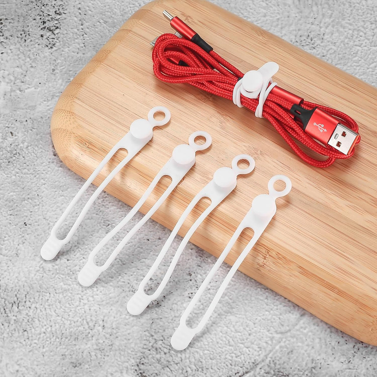 25 Pcs Silicone Cable Ties, Reusable Cable Straps Wire Organizer.
