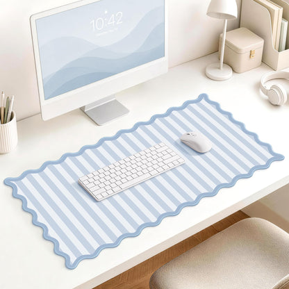 HAUTOCO Scalloped Desk Mat 31.5'' x 15.8'' Aesthetic Mouse Pad