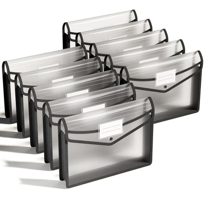 ThinkTex Plastic Expanding File Folders, Transparent Envelopes with Elastic