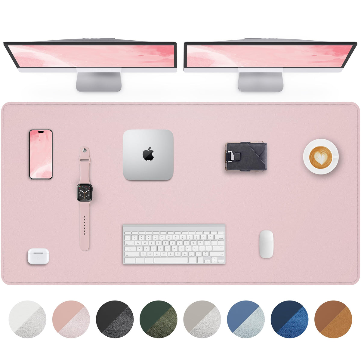 AFIING Desk Pad Protector 23.6" x 13.7" - Non-Slip Waterproof PU Leather Desk Mat for Mouse, Keyboard, Laptop, Office and Home Workspace (Beige)