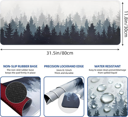 Galdas Mouse Pad For Gaming,Forest Background Pattern XXL XL Large Mouse Mat Long Extended MousePad Desk Mat Non-Slip Rubber Mice Pads Stitched Edges Thin (31.5 x 11.8 x 0.12 Inches) Tree