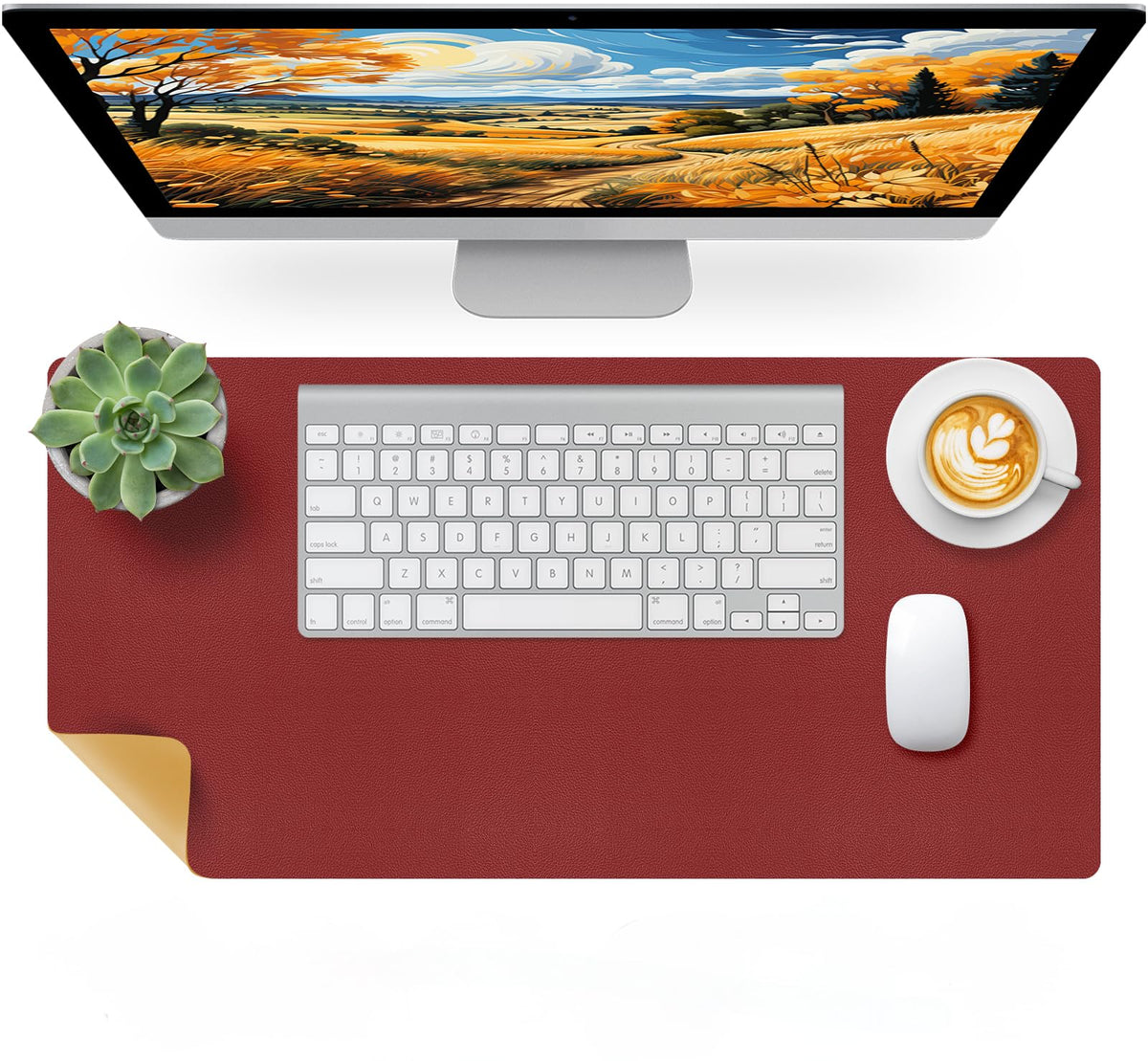 Bloss Blue Leather Desk Mat Protector,Leather Mouse Pad,Laptop Protector Desks Mat,Office Desks Mats,Keyboard Desks Mats,Computer Mat,Dual-Side Waterproof Desk Writing Pad for Office/Home.23.6"x 13.8"