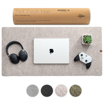 Nordik Felt Desk Mat - Large Felt Desk Pad - Timber Moss Green 35 x 17 in