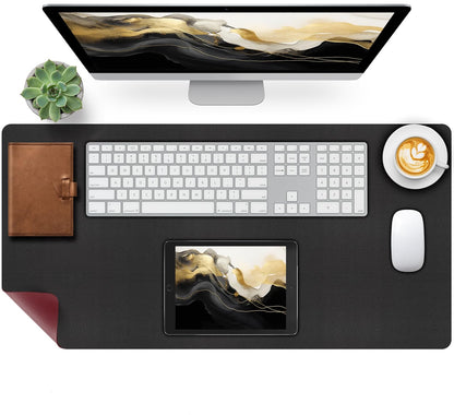 Bloss Blue Leather Desk Mat Protector,Leather Mouse Pad,Laptop Protector Desks Mat,Office Desks Mats,Keyboard Desks Mats,Computer Mat,Dual-Side Waterproof Desk Writing Pad for Office/Home.23.6"x 13.8"