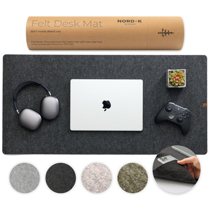Nordik Felt Desk Mat - Large Felt Desk Pad - Timber Moss Green 35 x 17 in