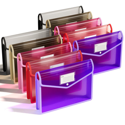 ThinkTex Plastic Expanding File Folders, Transparent Envelopes with Elastic